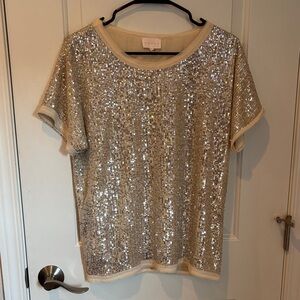 Entro Sparkling Sequin Beige Top